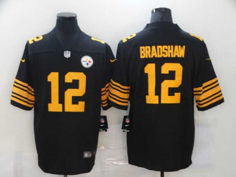 Men Pittsburgh Steelers 12 Bradshaw Black yellow Nike Limited Vapor Untouchable NFL Jerseys